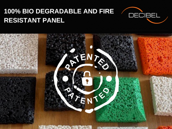 DECIBEL patentiert das weltweit erste 100 % nicht brennbare, biologisch abbaubare thermische, schalldämmende und akustische Material.