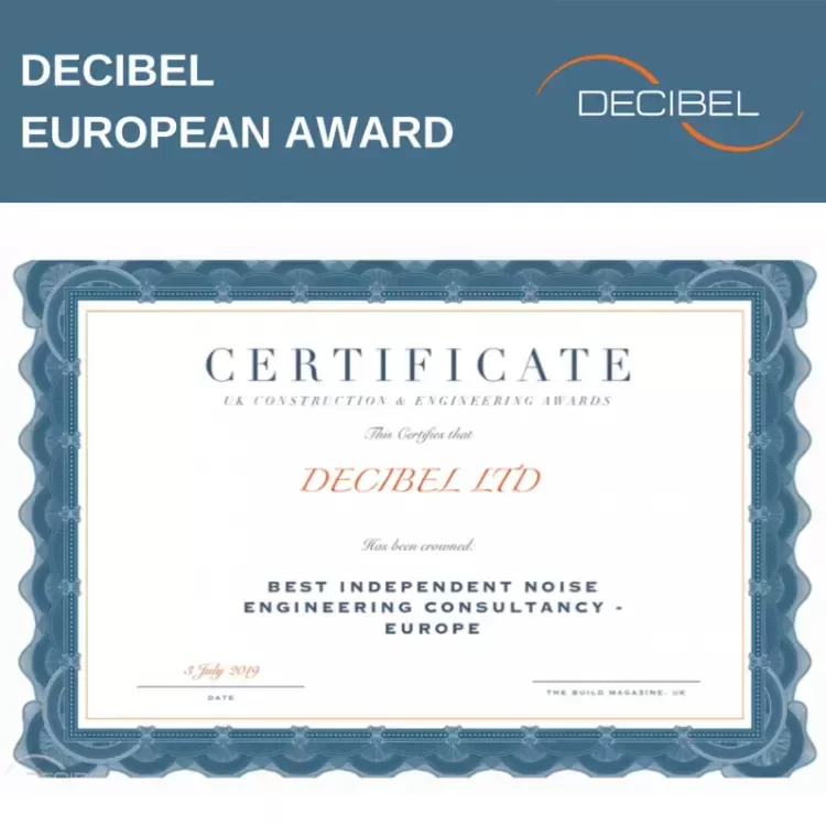 DECIBEL ist laut "The Build Magazine UK" die "BEST INDEPENDENT NOISE ENGINEERING CONSULTANCY - EUROPE"