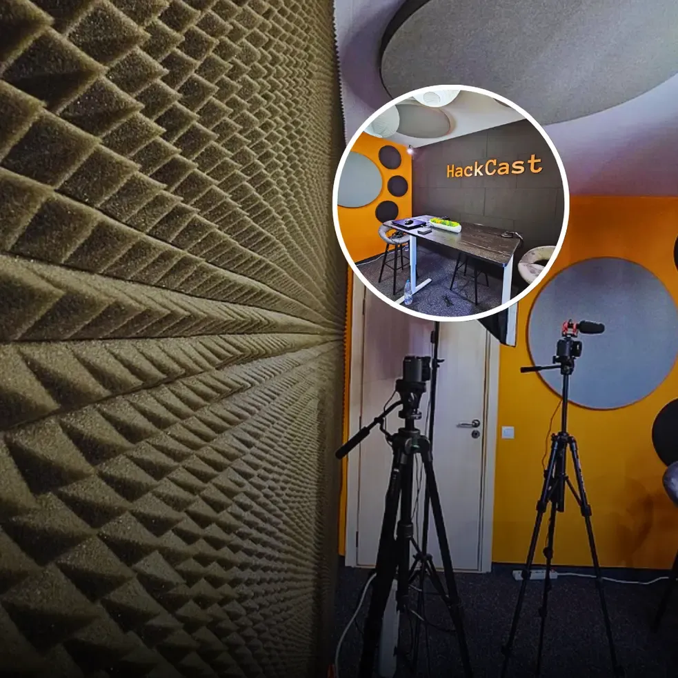 Akustische Behandlung eines Podcast-Studios